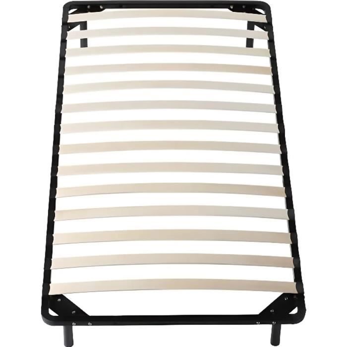 JULIE - Solide et Confortable Sommier Cadre a lattes Pieds 90x190 x 29 cm en Metal - Montage Rapide et Facile - epaisseur du M