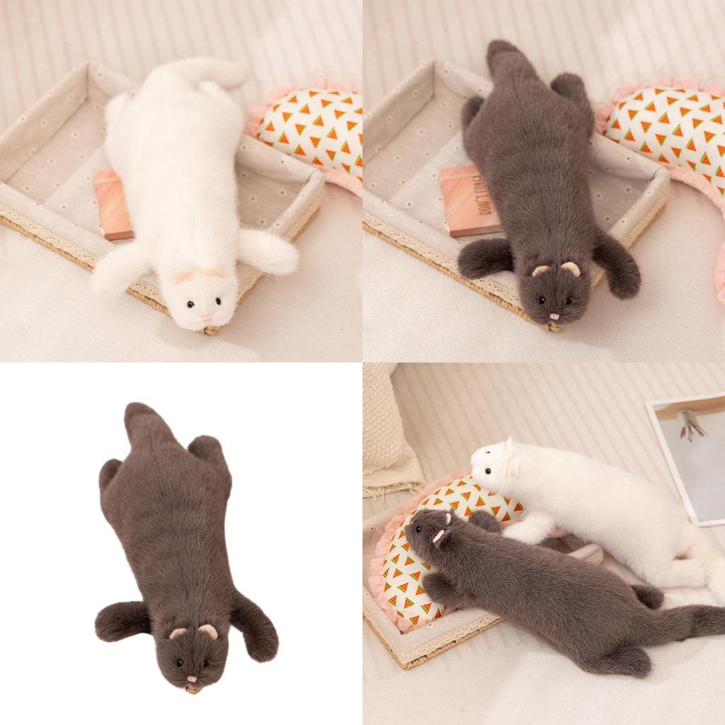 Cute Snow Ferret Plush Doll For Gift And Decor