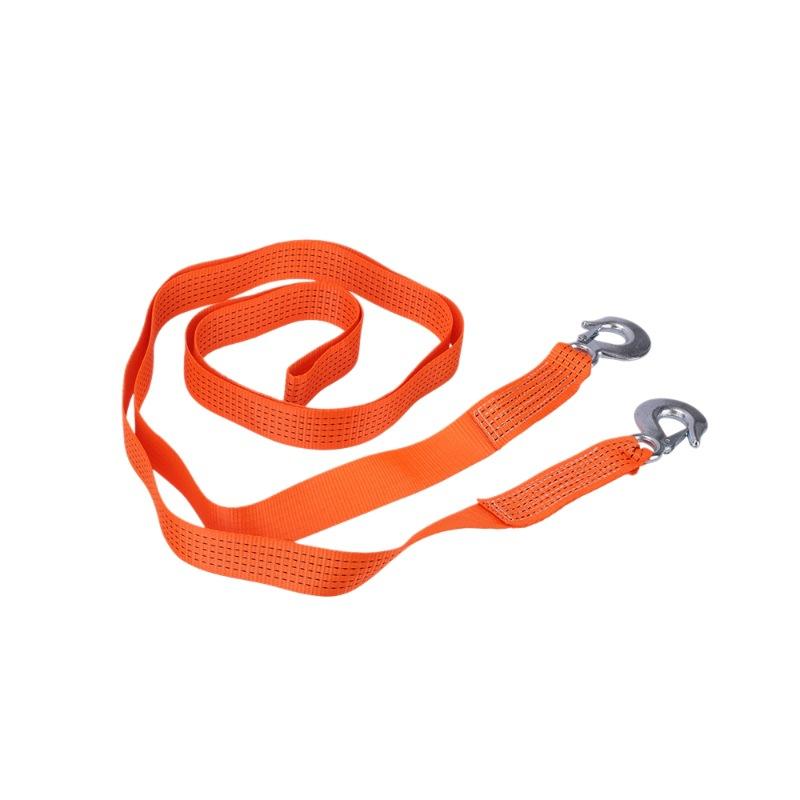 Heavy-Duty Double-Layer Polyester Towing Rope-Orange Emergency Rescue Cable with 2 Hooks for Cars & Trailers (3-5m Length)