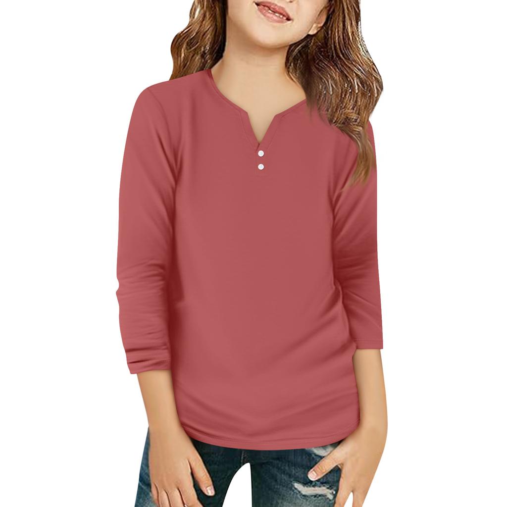 Детская футболка с рукавом 3/4, повседневная футболка с принтом, круглый вырез, блузка-пуловер