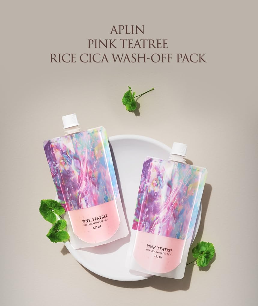 APLIN Розовый чайное дерево рис цика смываемая маска-пак, 200 г. Увлажняющий для чувствительной, жирной и сухой кожи. Корейская косметика. [Официально]