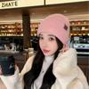 Korean Version of Winter Hat for Women's Thickened Ear Protection Solid Color Knitted Hat Outdoor Warm Cold Yarn Pullover Cold Hat