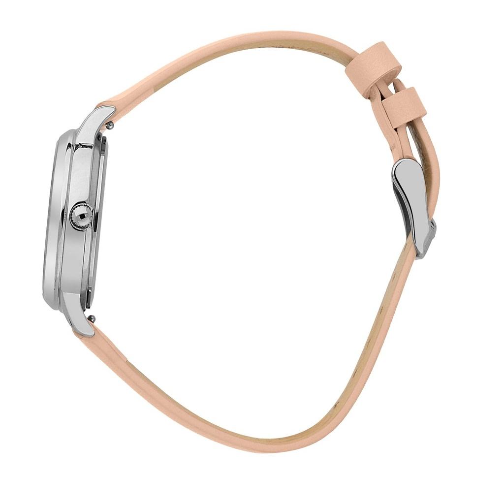 Oui & Me Fleurette Pink Leather Strap Silver Dial Solar ME010373 Women's Watch With Extra Bracelet