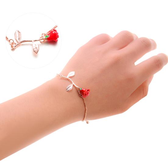 Элегантный браслет с подвеской в ​​виде розы, регулируемый браслет, женский ювелирный подарок