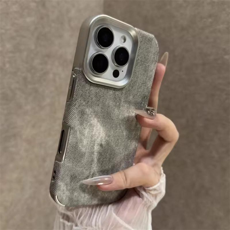 Ретро Винтажный Ковбойский Тканевый Чехол для iPhone 17 Air 16 15 14 13 12 11 Pro Max Plus Роскошный Джинсовый Мягкий Бампер Броня Чехол для Телефона