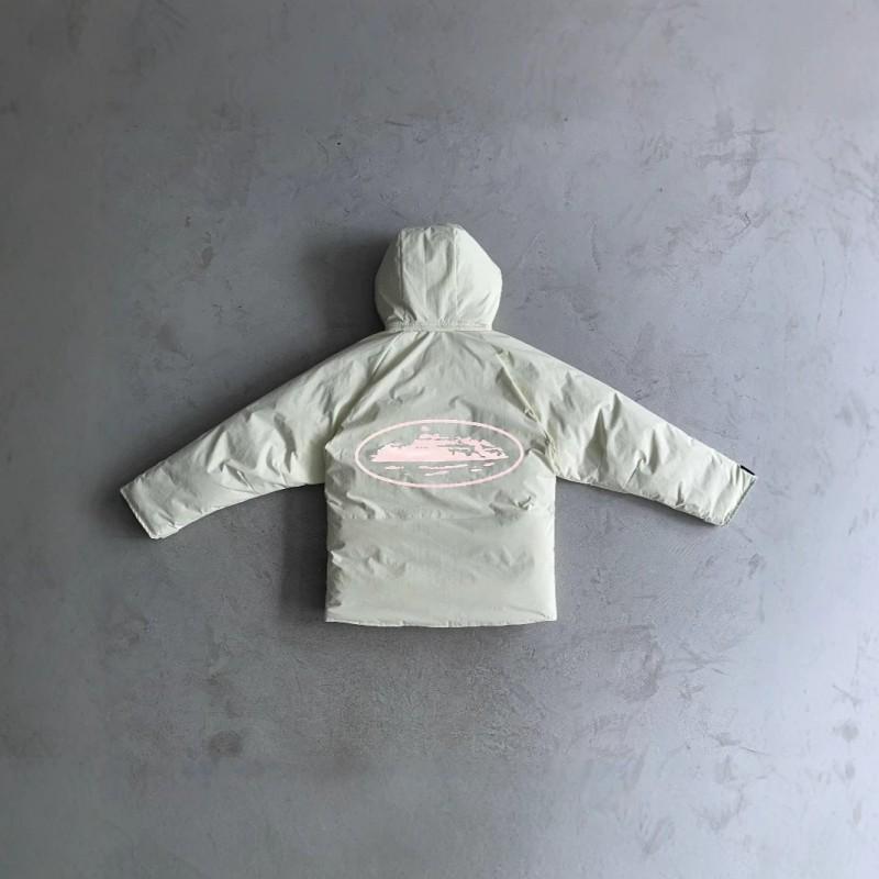 Corteiz Devil Island Hooded Cotton Puffer Jacket Mens Loose Winter Warm Streetwear