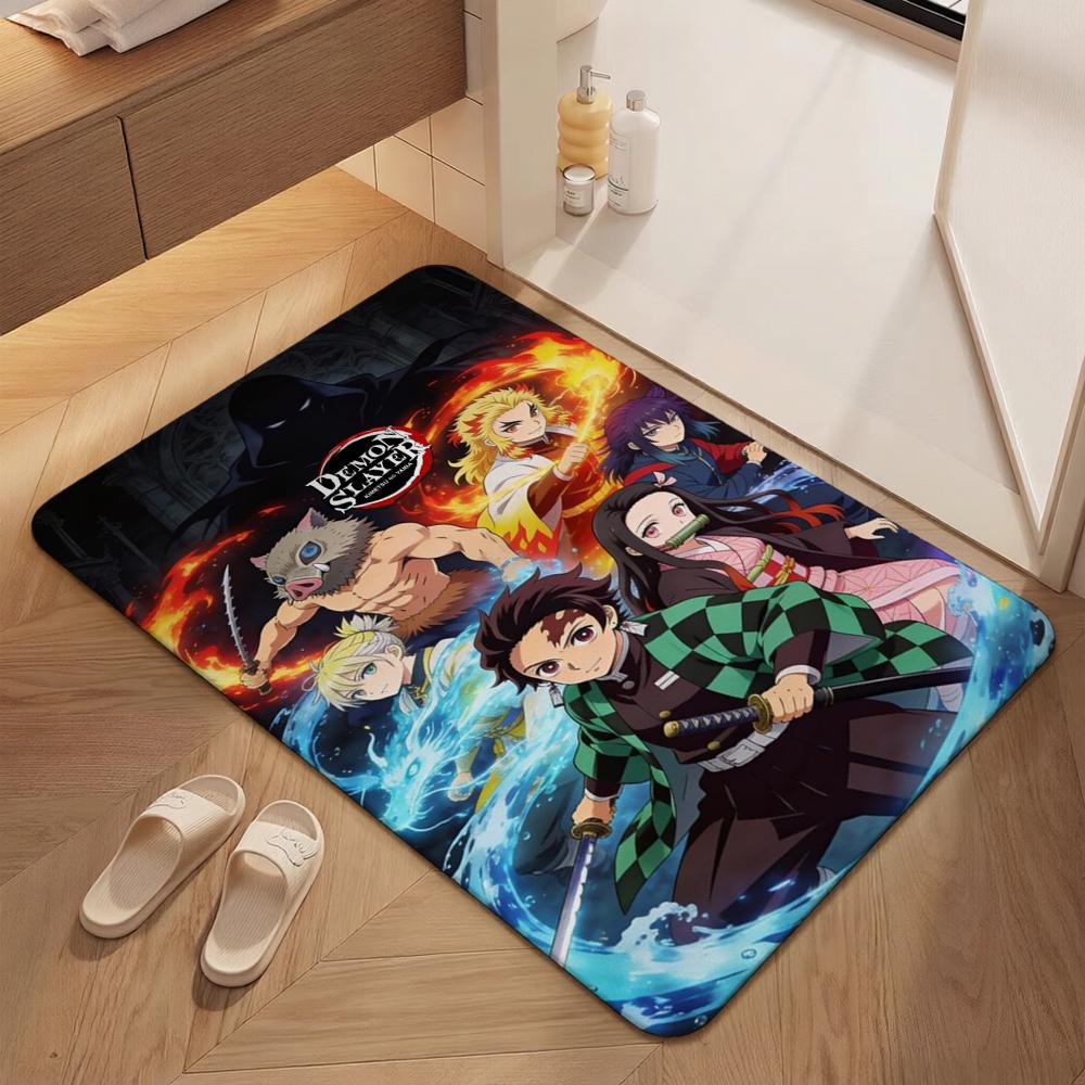 Cute Demon Slayer Chibi Collection Patterned Rug Soundproof Noisereducing Carpet For Living Room Hallway Balcony Home Party Decor Great Holiday Gift