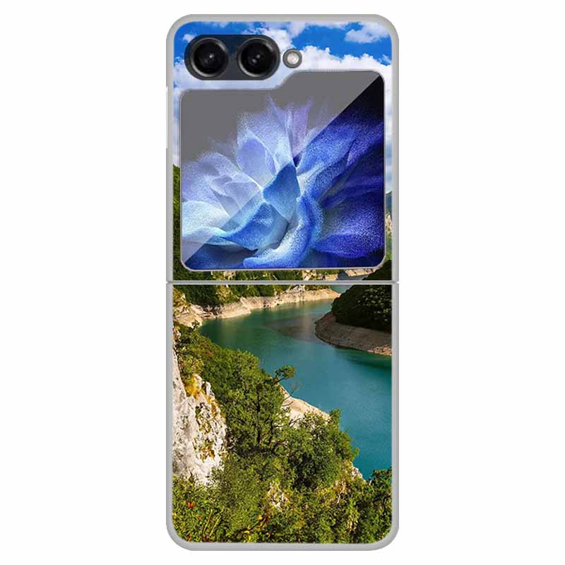 For Samsung Z Flip5 5G Case Transparent Hard PC Plastic Coque for Samsung Galaxy Z Flip 5 5G Cover Wolf Cats Zflip5 Shockproof