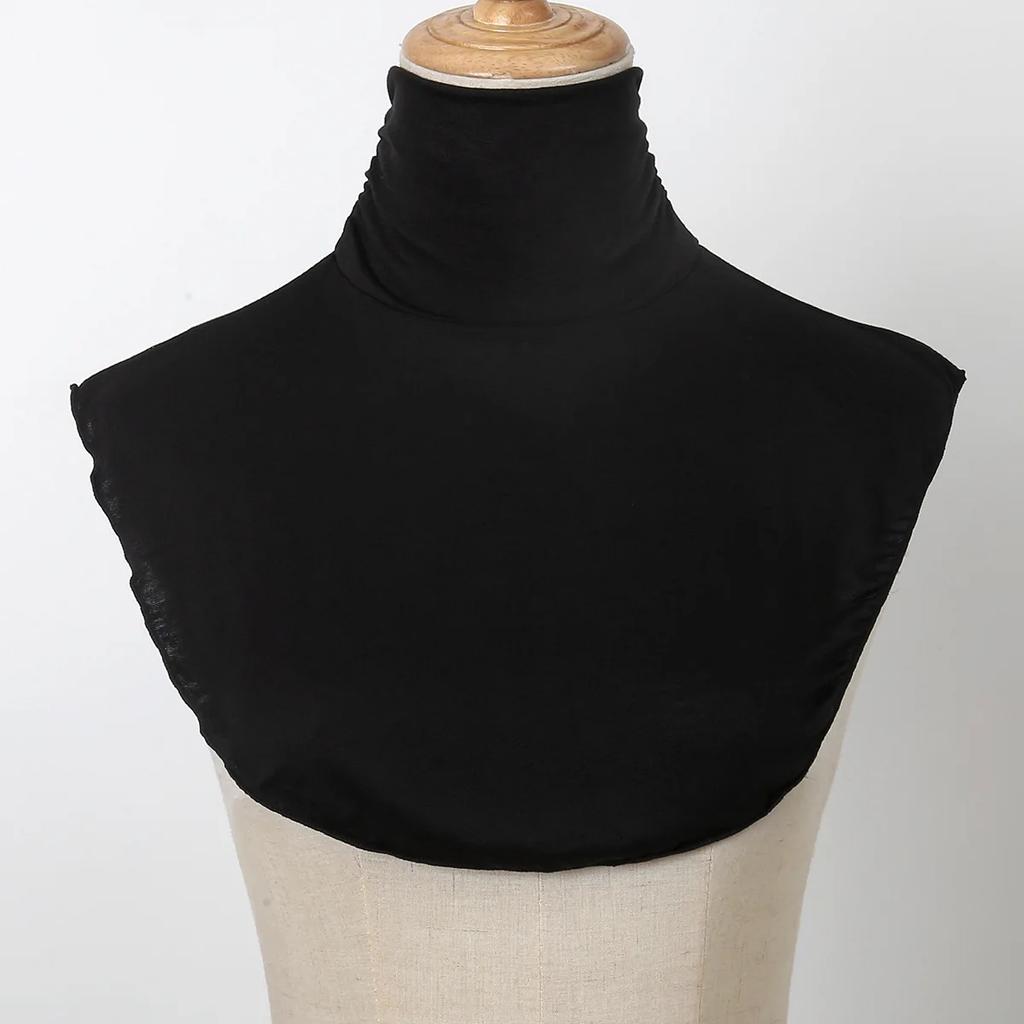 New Womens Muslim Modal Fake False Collar Islamic Hijab Extensions Turtleneck High Neck Cover Warmer Bright Solid Color Half Top