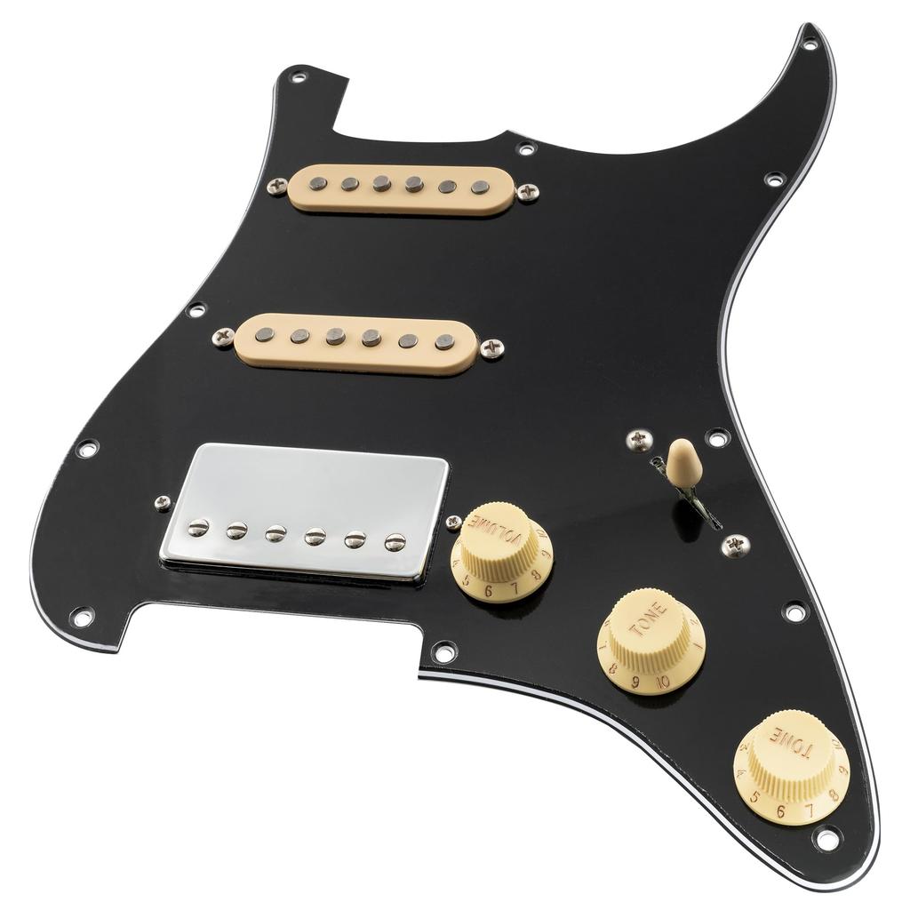 Комплект звукоснимателей Artec Alnico 5 с пикгардом Musiclily Pro HSS ST для гитары Strat Electric 3P Black с предварительной разводкой,