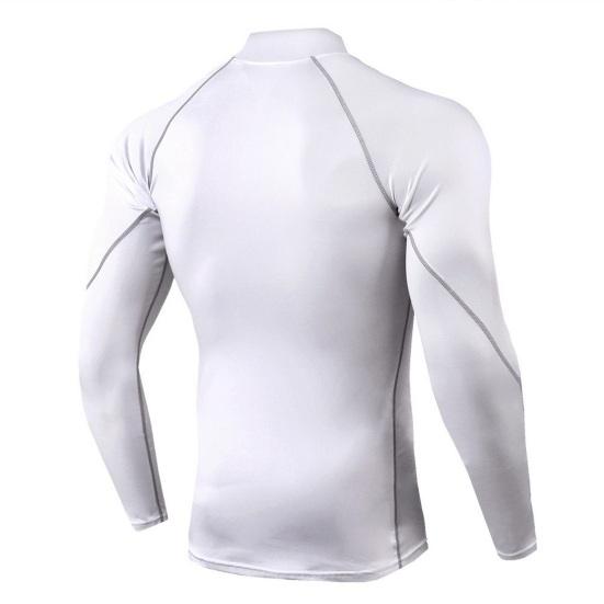 Мужской спортивный топ 3D Slim Fit с высокой эластичностью и воротником-стойкой, быстросохнущий, с длинными рукавами, облегающий, компрессионный, для коррекции фигуры, для бега, баскетбола, спортзала