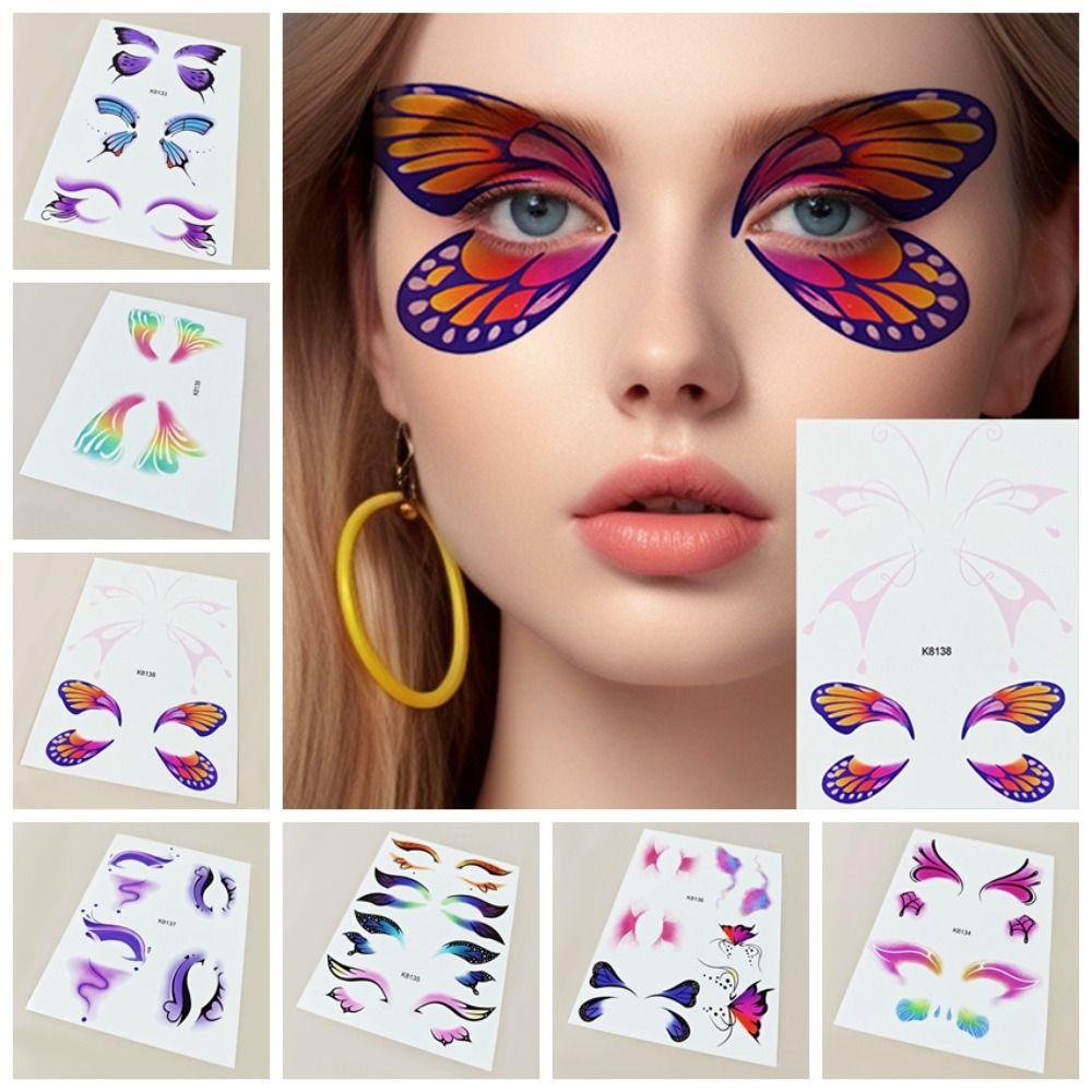 Colorful Butterfly Eye Tattoo Stickers Fairy Disposable Tattoos Sticker  Kids