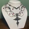 Gothic Style Cross Necklace, Retro Dark Punk Style Ladies Necklace, for Halloween Easter Birthday Gift