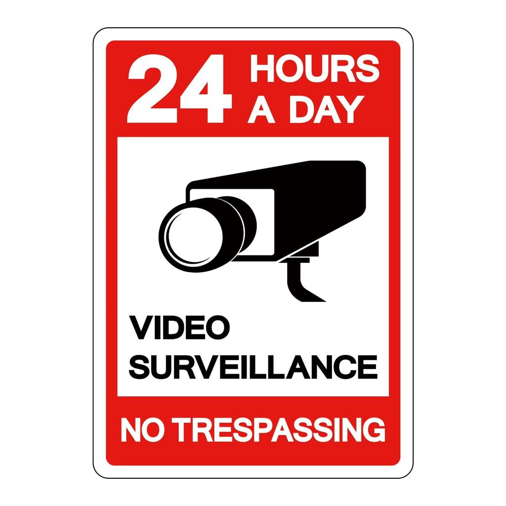 24-hour Video Surveillance Metal Sign Plaque Security Warning Decorative Plates For Outdoors Man Cave Hotel Home Wall Decor