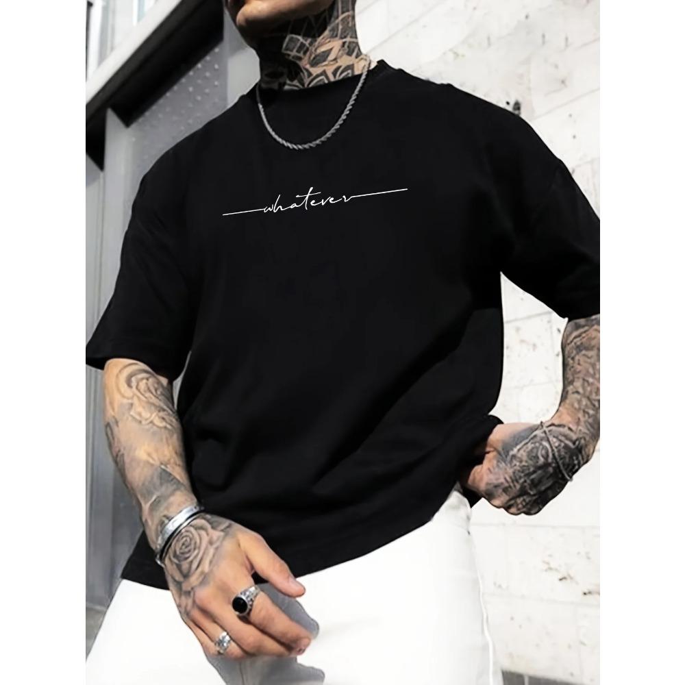 Summer Men's 100% Cotton Casual Loose Large Size Letter Pattern Printed Comfortable Sports Round Neck Short Sleeve T-shirt Top
