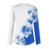Women's Fashion Casual Long Sleeve Shirt Floral Printed V Neck Up Tops