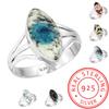 925 Sterling Silver Ring Women Gemstone Handmade Jewelry New Year Gift Crazy Lace Agate Dalmatian Dendrite Opal Eudialyte Howlite K2 Jasper Solitaire