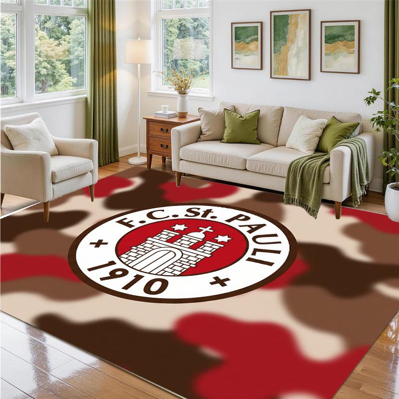 FC St. Pauli Football Design Crystal Velvet Rug Soft Decorative Mat for Bedroom Entrance