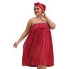 Large Size Adjustable Bath Skirt and Hair Dry Cap Set Slip Resistant Oversize Bathrobe for Women Spa Home Travel Beach