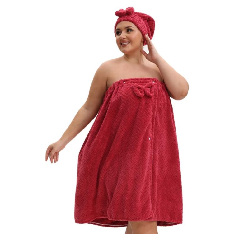 Large Size Adjustable Bath Skirt and Hair Dry Cap Set Slip Resistant Oversize Bathrobe for Women Spa Home Travel Beach