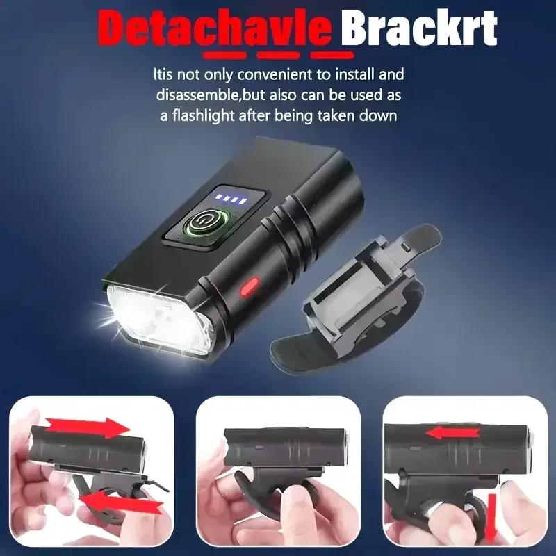 Велосипедная фара светодиодная, передний фонарь для велосипеда, перезаряжаемый через Type-C, велосипедная лампа, сверхлегкие фонари на руль, водонепроницаемый велосипедный фонарик