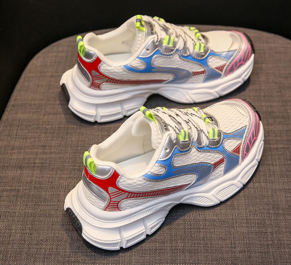 Fashion New Spring Chunky Sneakers Women Korean Thick Bottom Platform 5CM Sneakers Height Increasing Sport Casual Dad Running Shoes Woma