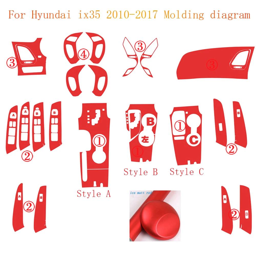 For Hyundai Tucson ix35 2010-2017 Interior Central Control Panel Door Handle Carbon Fiber Stickers Decals Car styling Accessorie