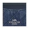 Coach Тонкий 10 Тонкий Стеганый Классический Логотип Гладкая Кожа Держатель для Карт Обычный Женский Джинсовый Синий Джинсовый синий