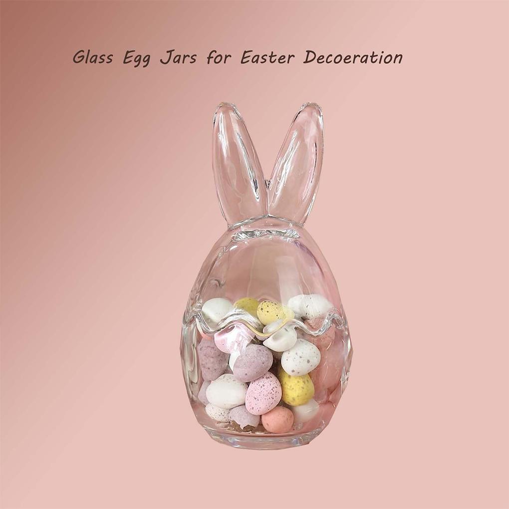 2 шт. Премиум стеклянная банка Мини Яйцо для хранения 2 упаковки/лот Пасхальный кролик Ухо Банка Маленькая Яйцо для хранения Прозрачная стеклянная чашка Ухо