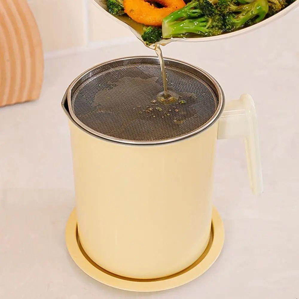 BPA-Free Grease Separator Anti-Leakage Stainless Steel Strainer Oil Filter Pot Deep Frying