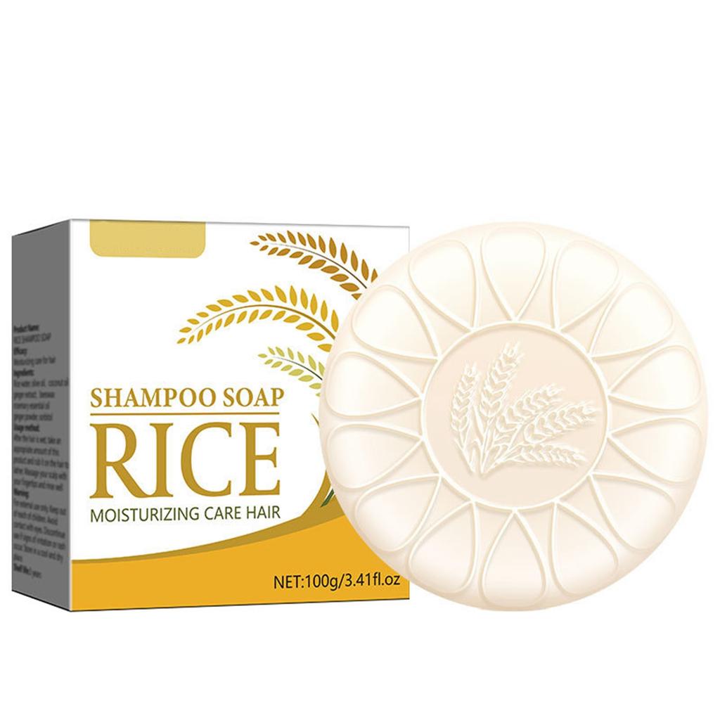 Рисовое мыло-шампунь 100 г Твердый шампунь Освежающий пушистый натуральный шампунь-мыло с многофункциональным эффектом для восстановления корней волос