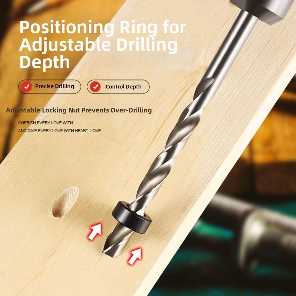 HSS (High Speed Steel) Step Drill Bit Stop Collar Pocket Hole Drill Jig For Woodworking