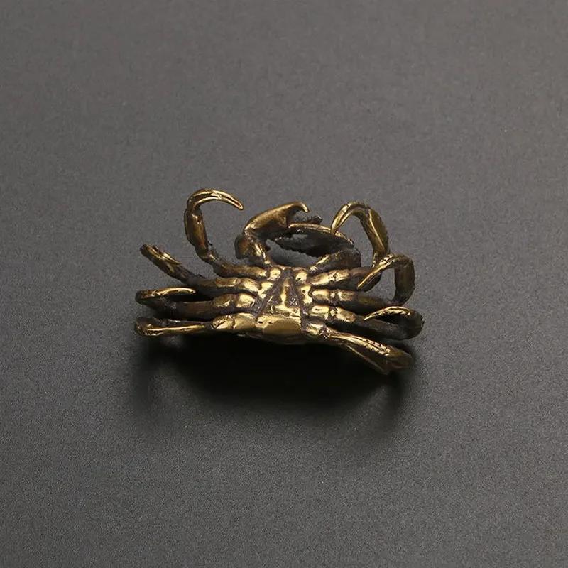 Ретро Бронзовая Статуэтка Краба Чайный Питомец Украшения Чистая Медь Цельная Животная Миниатюра Ретро Аксессуары для Украшения Аквариума Фигурки