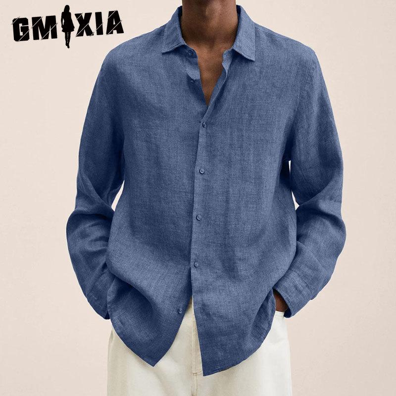 GMXIA Футболка из хлопка с длинным рукавом, мужская модная свободная рубашка с принтом, сострадательная рубашка