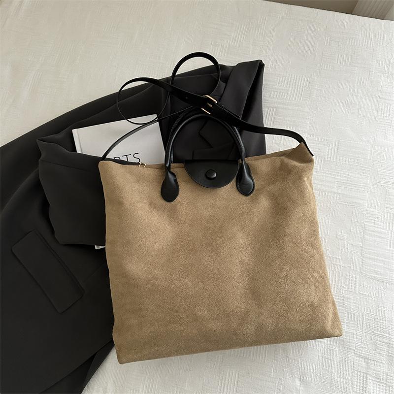 Матовая большая вместимость осенняя однотонная повседневная ретро-сумка-тоут сумка через плечо для поездок на работу