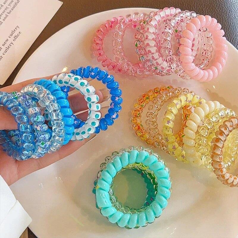 6pcs/bag Candy Color High Elastic Hair Bands Girls Hair Ties Frosted Spiral Cord Rubber Bands Rope Stretch Headwear Accessories