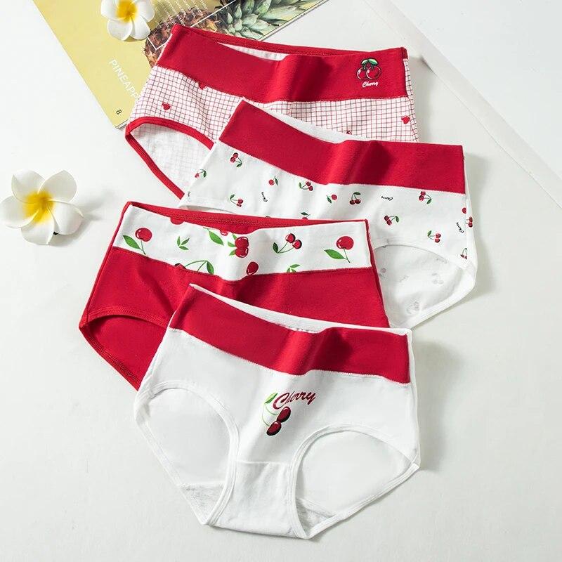 High Waist Panties Women Cotton Slimming Underwear Cute Print Briefs Breathable Ladies Underpants