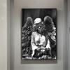 Black And White Angel Statue Canvas Wall Art Posters And Prints Angel Wings Sculpture Picture On Wall Painting For Living Room