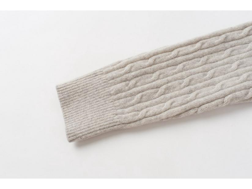 Women's 100% Pure Cashmere Cable Knit Lapel Sweater - Slimming and Versatile Pullover