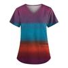 Plus Size Cute Printed Scrub Working Uniform Tops For Women  V-Neck Short Sleeve Fun T-Shirts Workwear Tee With Pockets