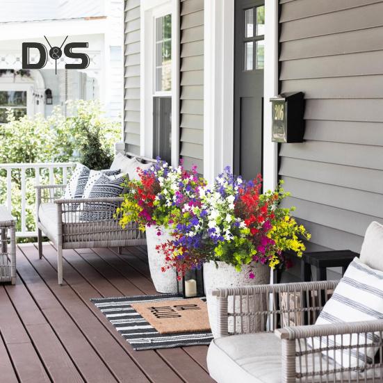 2 шт. искусственных цветов для улицы, реалистичные, устойчивые к ультрафиолетовому излучению, искусственные цветы с гибкими стеблями для подвешивания кашпо, крыльца, домашнего свадебного декора