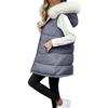 Women's Long Vest Plain Sleeveless Hood Winter Vest Outwear Jacket Lightweight Warm Coat Outerwear