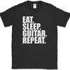 Eat Sleep Guitar Repeat T-Shirt Funny Guitarist Musician Band Humor Text Tee