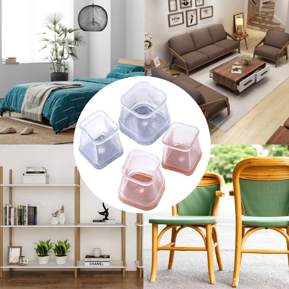 Universal Floor Protectors Chair Leg Cover Square Reduce Noise Chair Feet Cover Non-Slip Thickened Silicone Leg Caps Hardwood