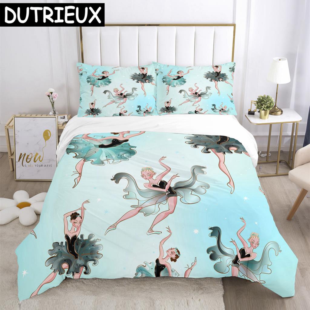 Cartoon Ballet Girl 3D Printed Bedding Set Duvet Covers Pillowcases Comforter Bedding Set Bedclothes Duvet Cover