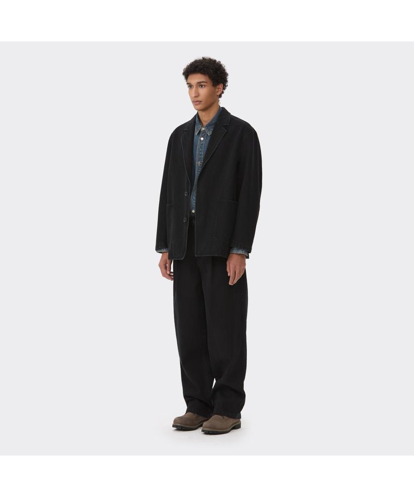 Customellow Black Notched Lapel Denim Jacket Cwjas26111Bkx