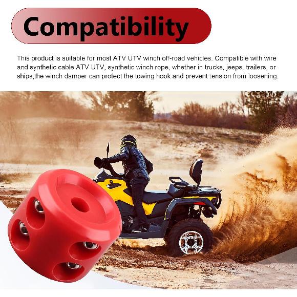 Winch Cable Hook Stopper, Heavy Duty Rope Winch Bumper Protector, Rubber Cushion Cable Protector with Stainless Steel Screws Nuts & Allen Wrench,