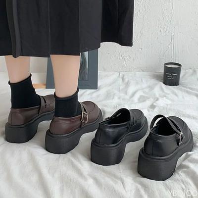 Модная женская обувь на толстой подошве черного цвета, туфли Мэри Джейн в стиле ретро, трендовые универсальные кожаные туфли-лодочки, элегантная удобная женская обувь, Mujer Zapatos