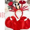 Cartoon Crab Headband Animal Character Costume Headwear Cute Red Lobster Costume Set  Cosplay Event