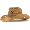 Wide Brim Western Cowboy Hat Sun Protection Jazz Hat Fashion Straw Cap Outdoor